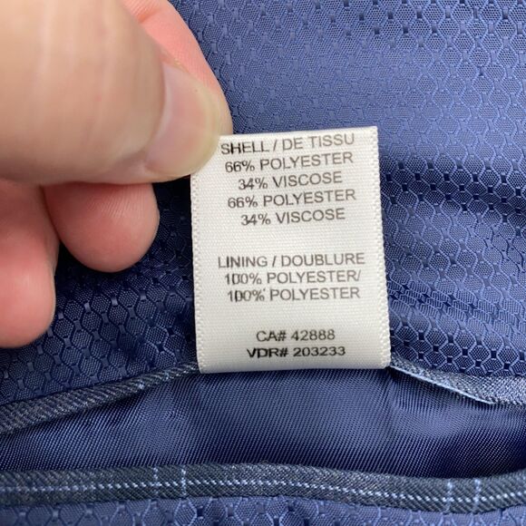 Oak Hill Blazer Sport Coat Mens 4XL 58/60R Blue Windowpane 2 Button Notch Lapel - Picture 15 of 16